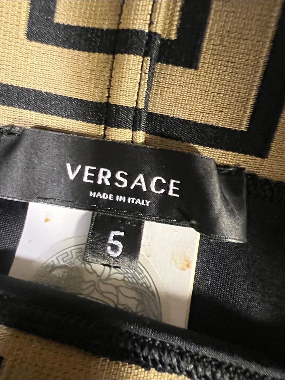 Versace Black and Gold Swim Briefs with Greek Key - Picture 2 of 4